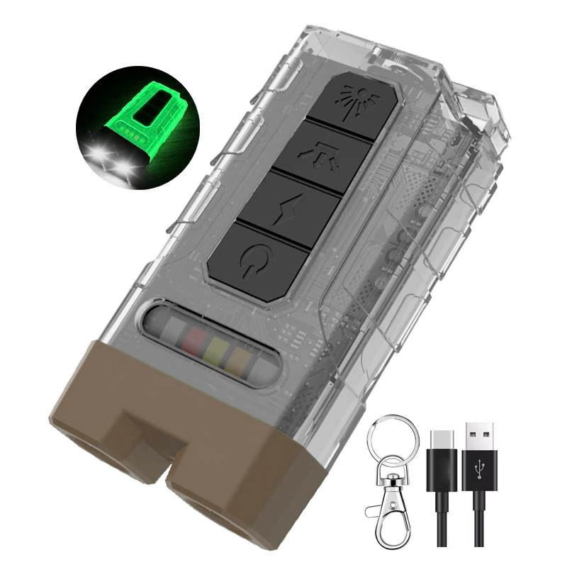 2024 New Highlight Mini Keychain durable Flashlight IPX5 Waterproof Rechargeable Fluorescent Led torch Polymer Battery Torch