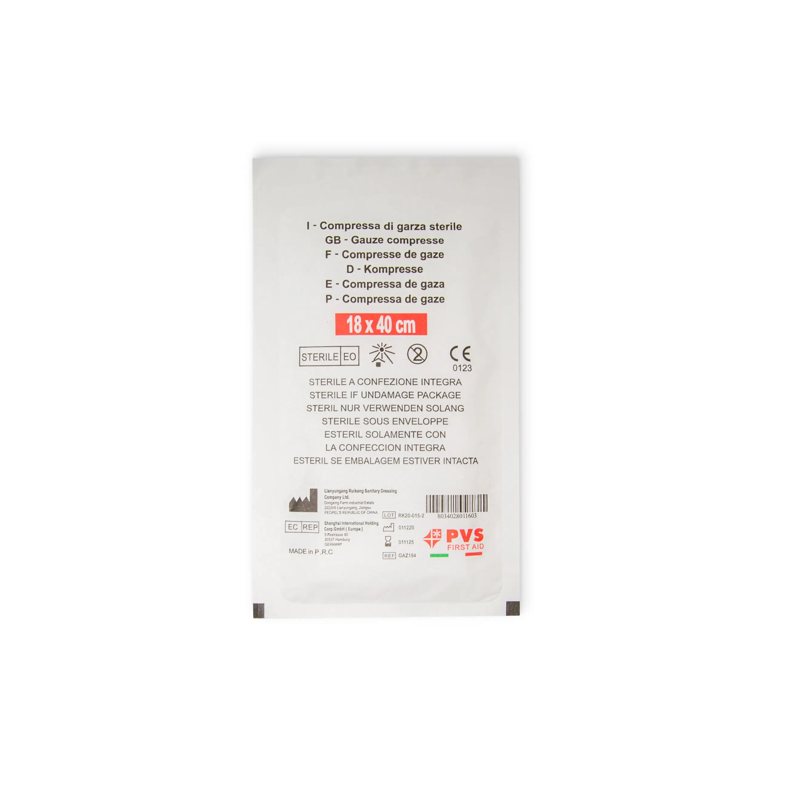 Italian Excellent Offer PVS 100% Cotton Bag Of Sterile Gauze Compresses 9.5X5 CM For Export Sale