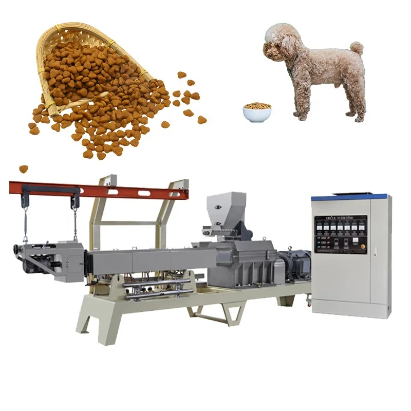 Floating fish feed machine Double screw extruder dry dog food pellet making machine dog food machine production line