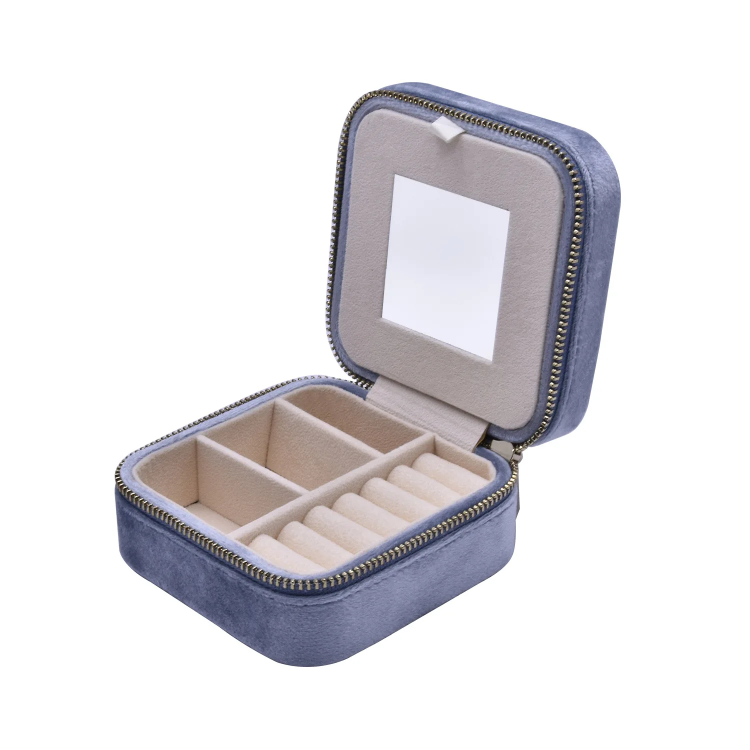 Velvert Jewelry Storage Box for Ring Jewelry  Storage Case with Mirror