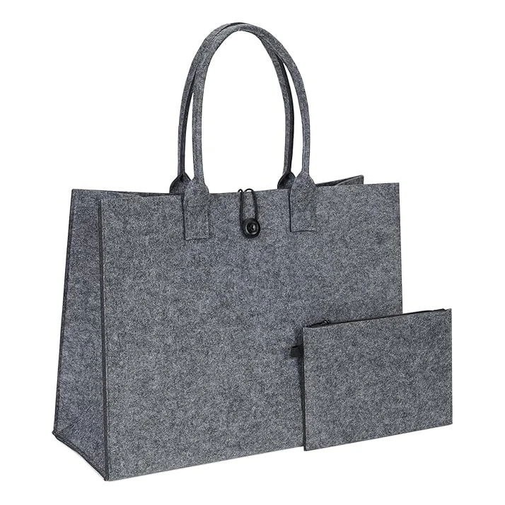 Grey High quality commuting Laptop office Lady mommy diy preferred Be creative gifts shopping Felt tote bag