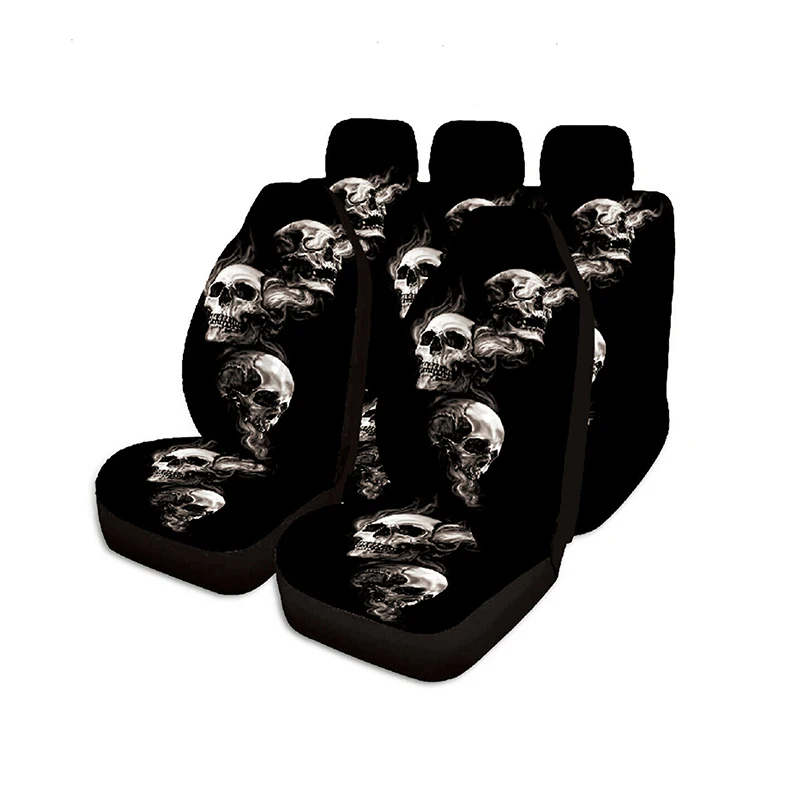 Skull Print Car Seat Cover Set Universal Car Seat Protector Seat Cushion Full Cover For Most Car SUV Truck