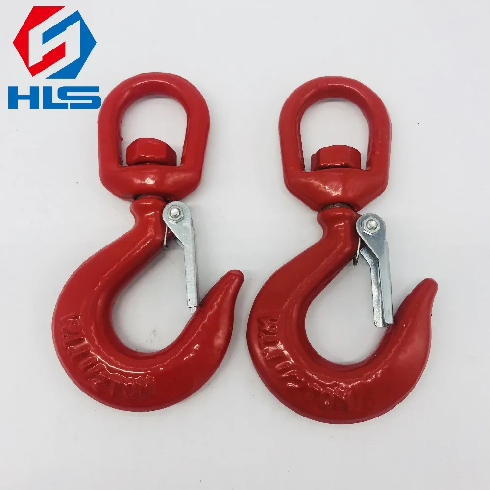 Durable 5 Ton Alloy Steel Lifting Hook with Latch 322 A/C Red Swivel Eye Hoist hook for Industrial Cranes Use
