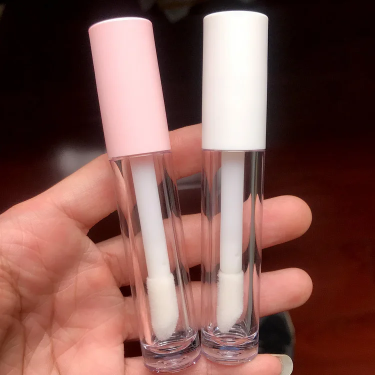 5.8ml round pink white big brush big wand custom logo lipgloss container lip gloss packaging empty lipgloss tubes