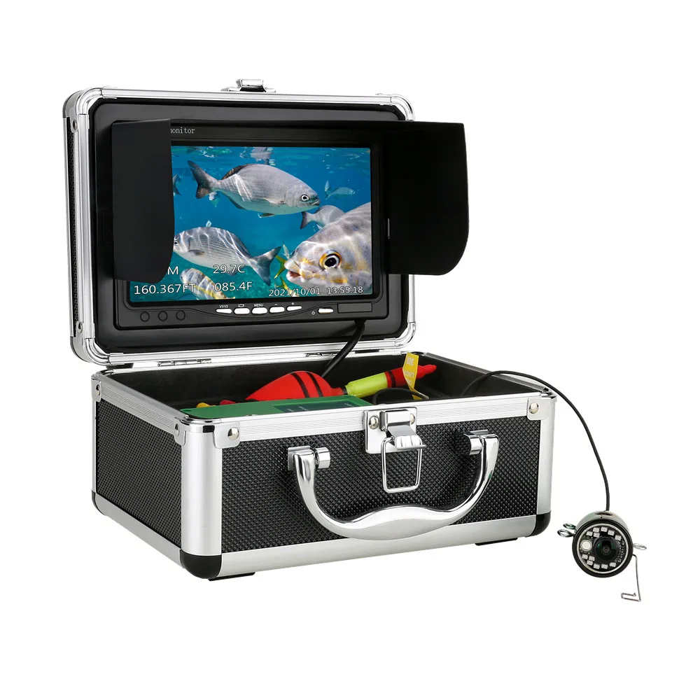 50M Underwater Fishing Camera with Depth Temperature Display-Waterproof HD Camera and 7' LCD Monitor-Infrared Fish Finder