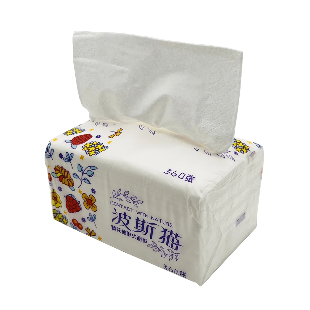 QINGSHE Custom Face Tissue Paper Factory Paper Towels 4 PLY Virgin Wood Pulp 90 Sheets Facial Tissue Paper