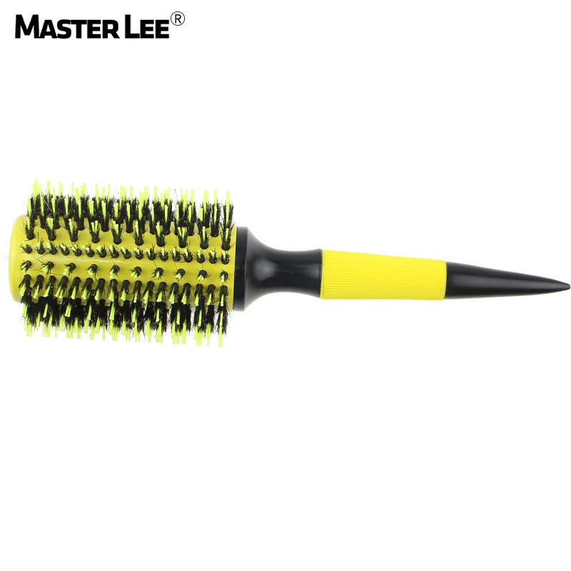 Shining Yellow Ceramic comb heat resistance round brush boar bristle other styling tools styling brush
