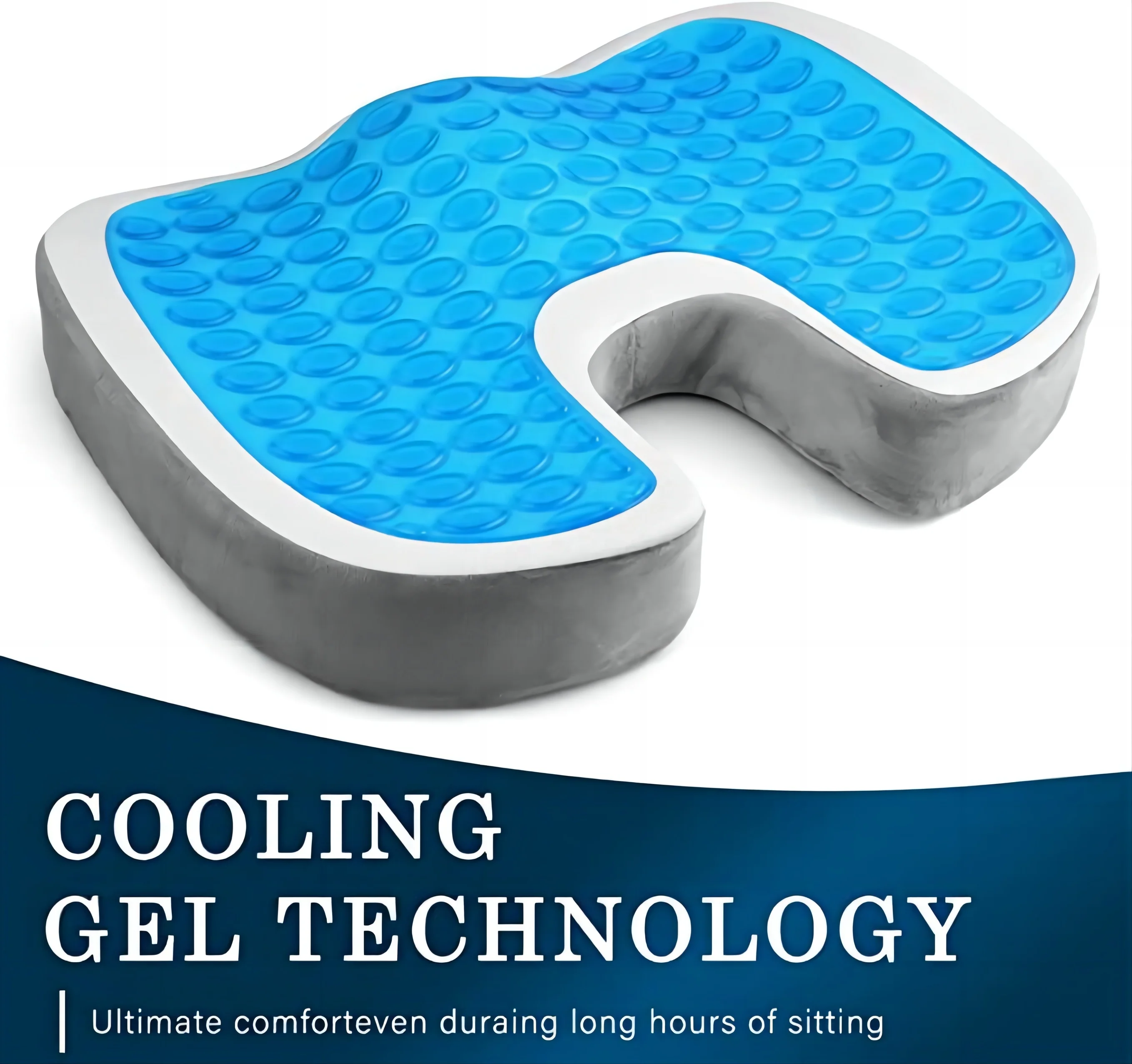 Gel Enhanced Seat Cushion Non Slip Orthopedic Gel Memory Foam Cushion for Tailbone Pain Office Chair Car Seat Cushion