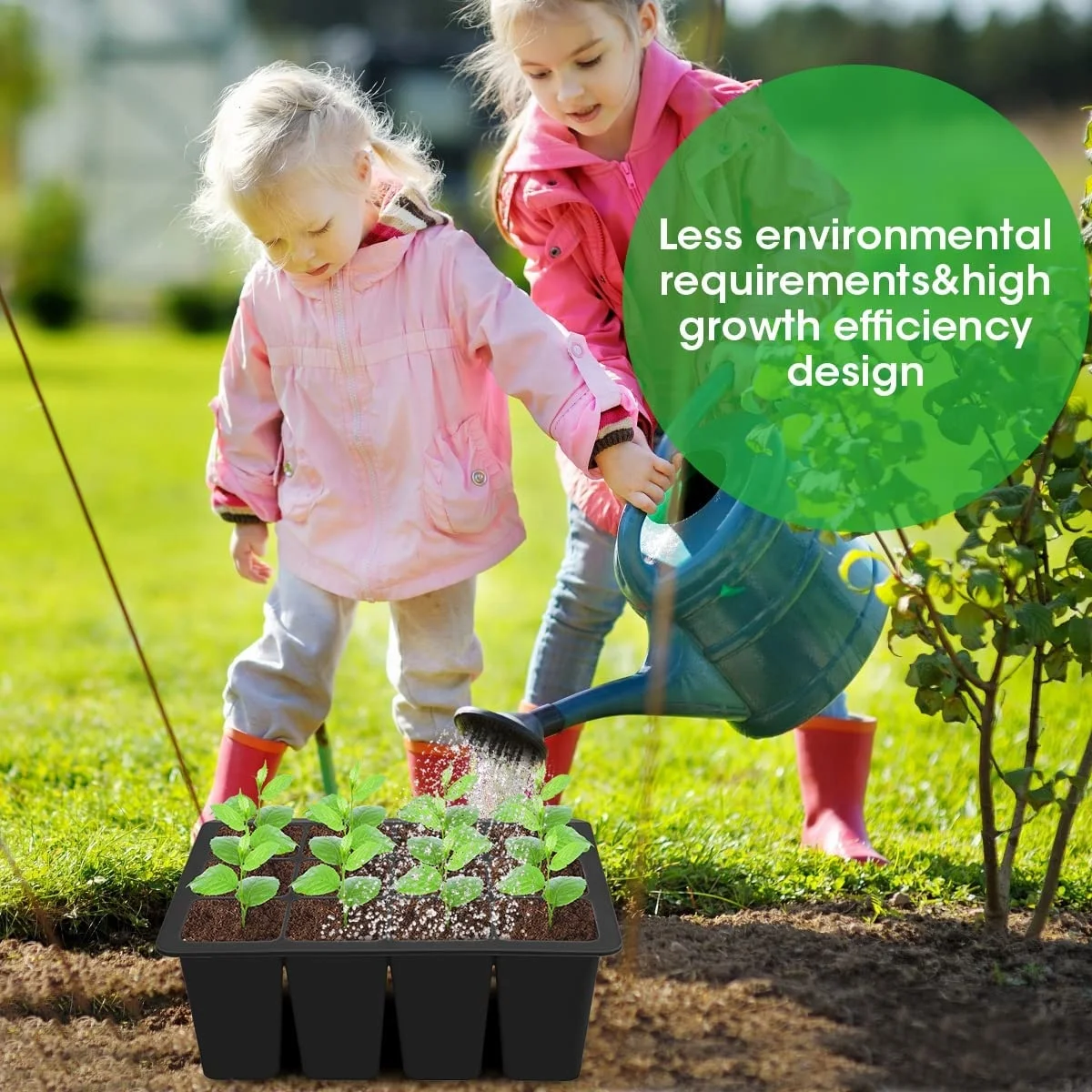 Reusable 12 Holes Seed Germinating Plant Nursery Seeding Starter Growing Trays Silicone Seedling Tray