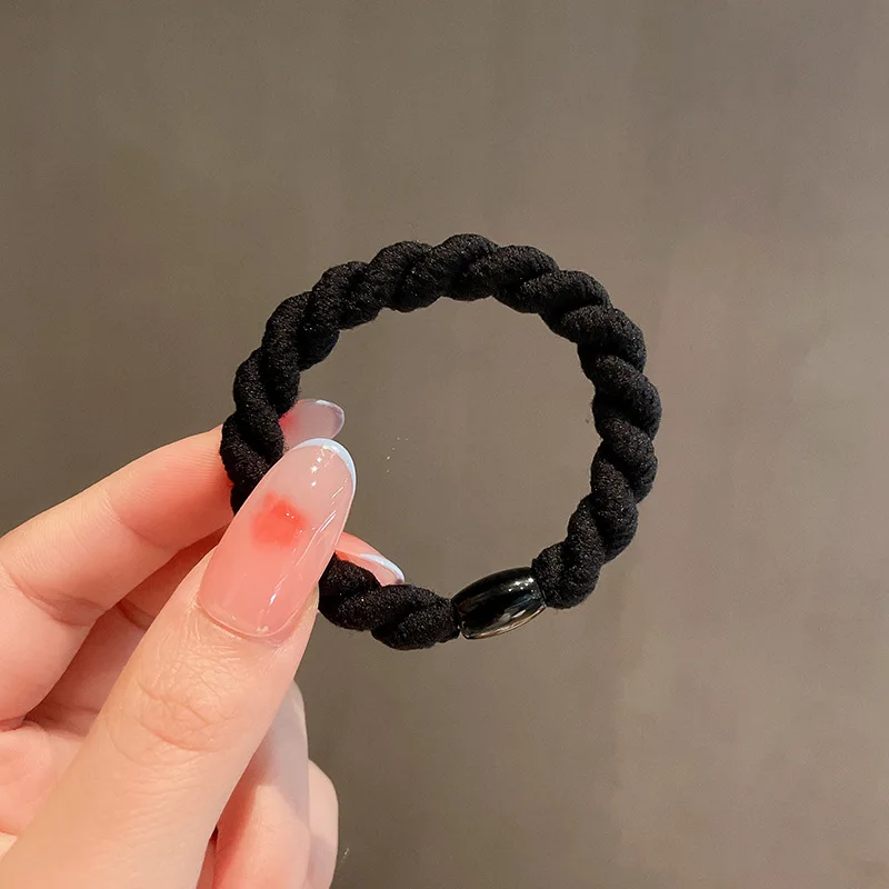 Simple Strong Elastic Thick Hair Ties For Women And Girls Solid Color Braided Hair Bands For Curly And Thin Hair