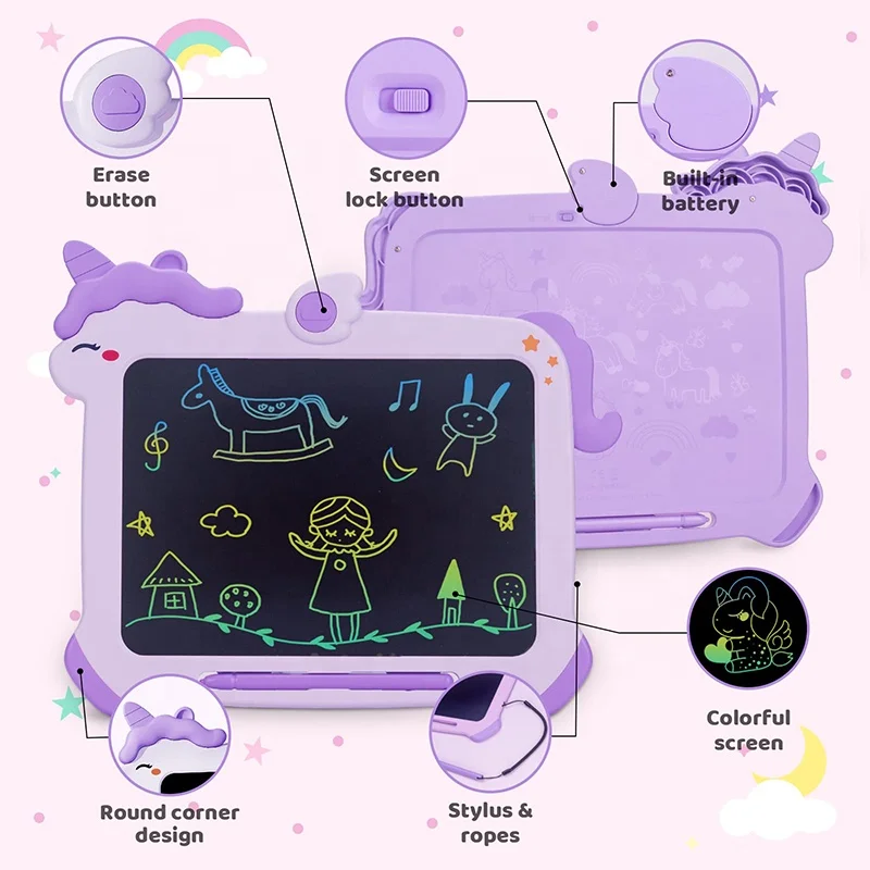 Unicorn Kids Products 8.5 10 inch Child Drawing Tablet Tools Cartoon LCD Writing Tablet Doodle Lcd Writing/Drawing Tablet
