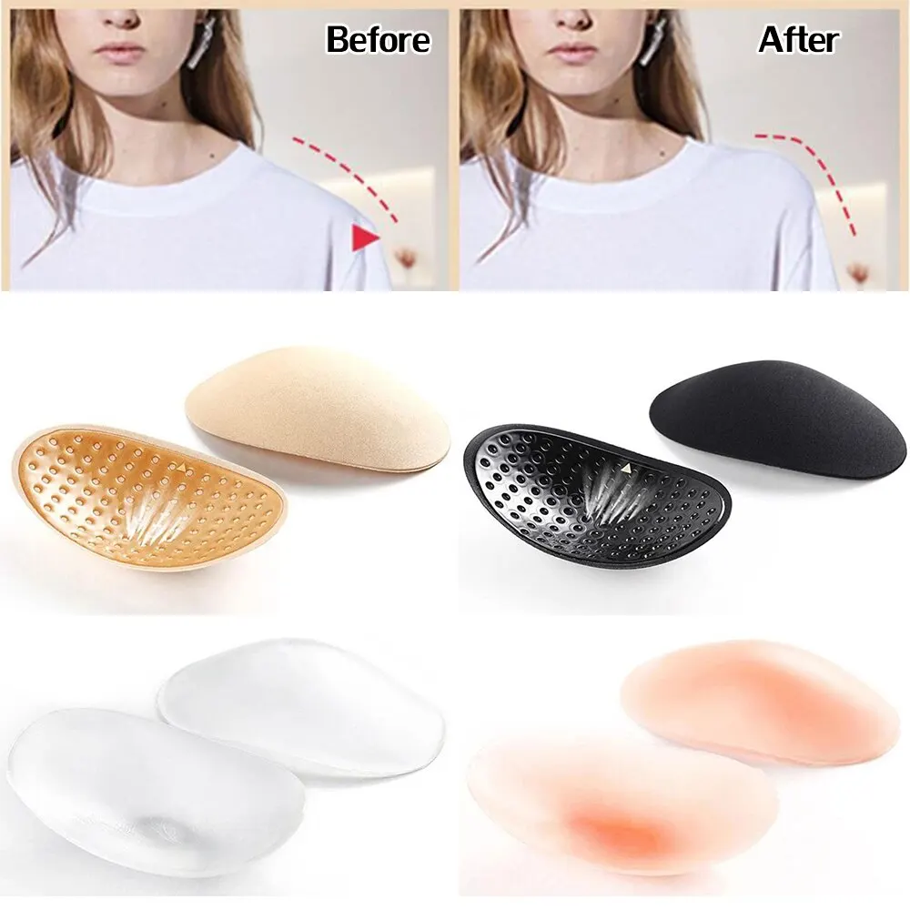 Silicone Shoulder Pads for Womens Clothing Adhesive Soft Anti-slip Shoulder Pads for Men Push-up Enhancer Reusable Shoulder Pads