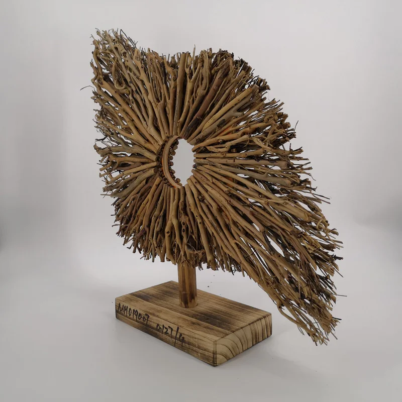 
CUSTOMIZED Natural Teabranch Jointed Circular Crafts With Wood Base Support 