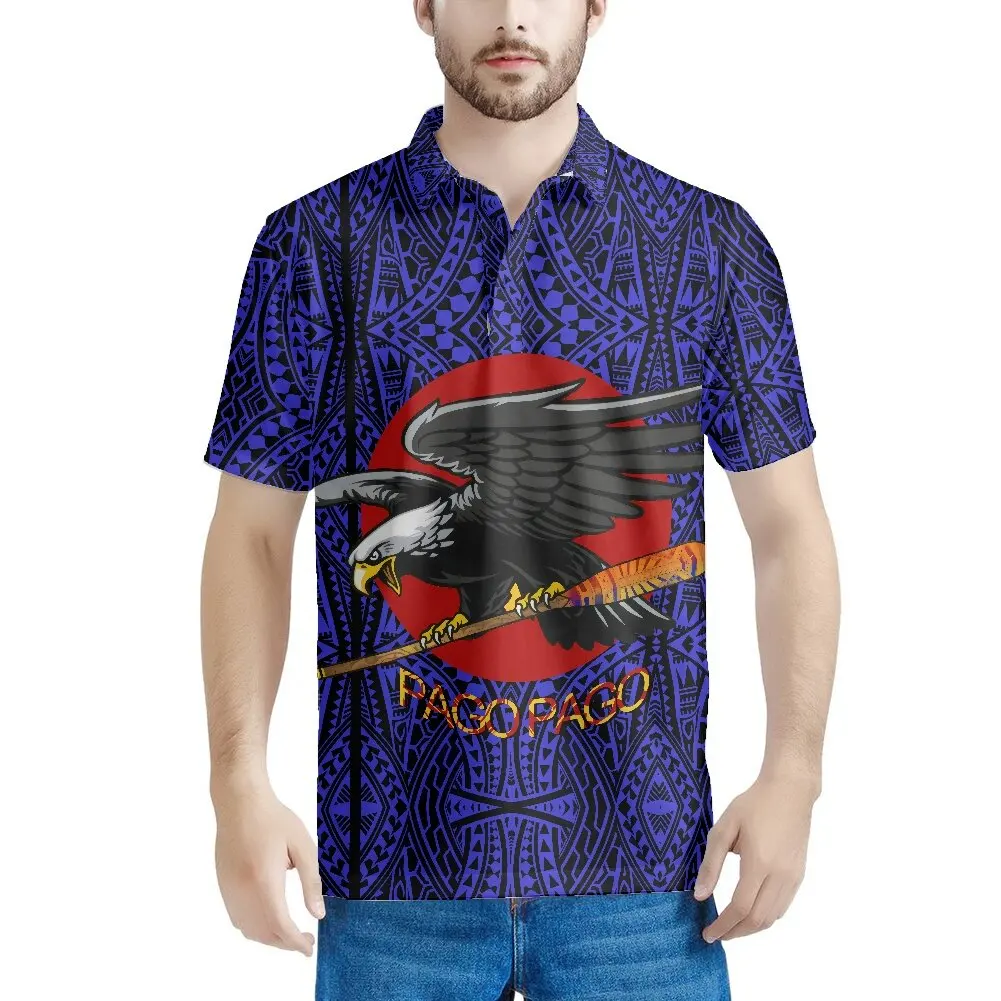 Yellow Samoa tattoo and eagle design cool summer men classic high quality fashion comfort plus-size custom POLO short sleeves