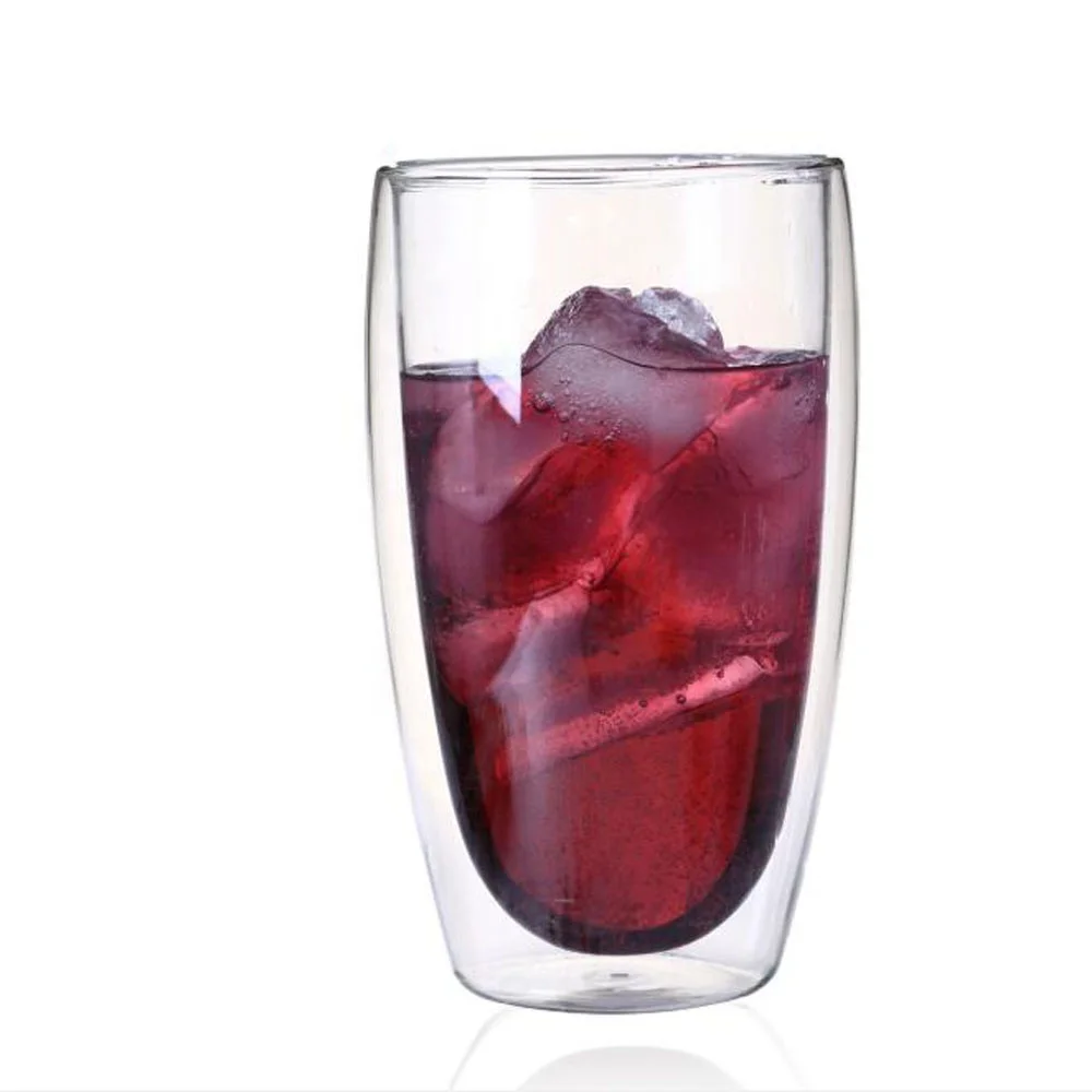 TLG-003 350ml double wall high borosilicate glass wine glass cup with your label  coffee cups