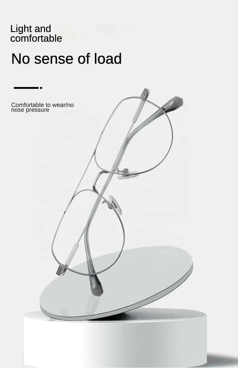 High End Double Beam Retro Titanium Blue Light Filter Eyewear Glasses Literary Optical Glasses Frame For Unisex