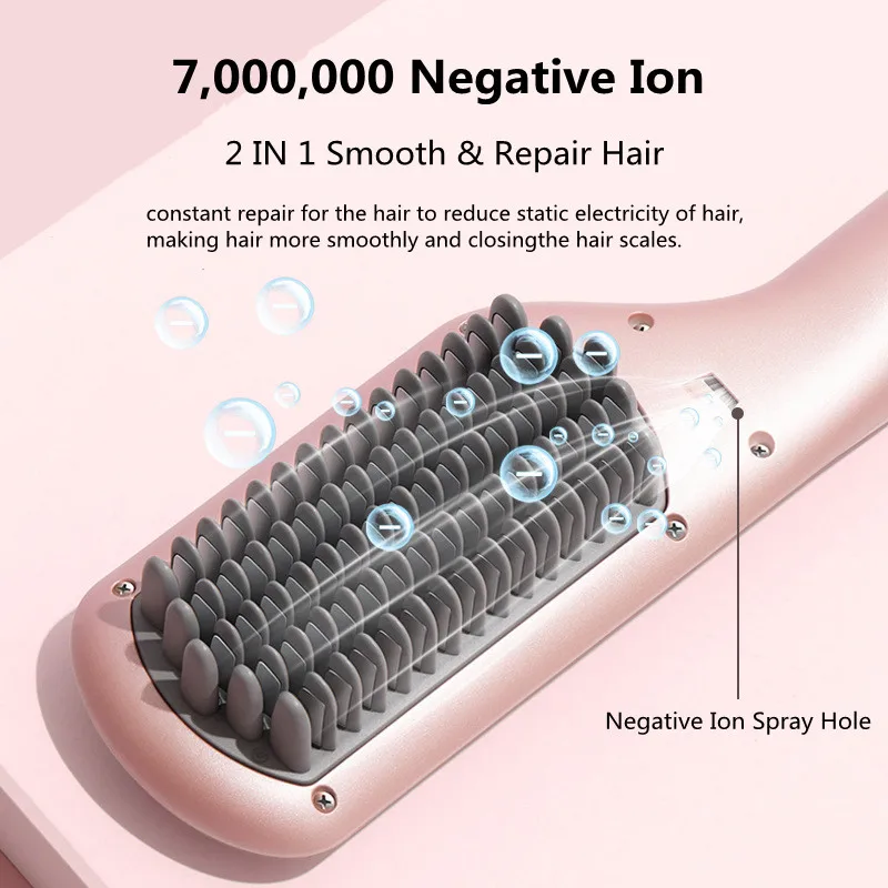 NEW 7,000,000 Negative Ion Fast PTC Heater Anti-scalding Ceramic Coated 3D Tooth Hair Straightener Comb Hair Brush Hot Air Comb
