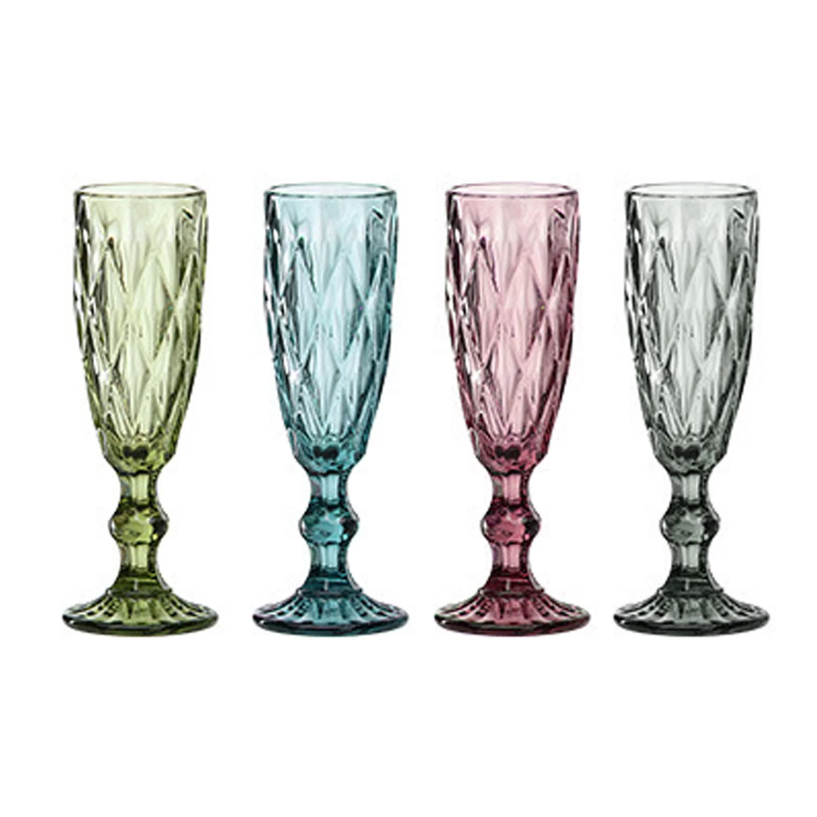Luxury Rhombus Design Wine Cup Pink Blue Green Grey Color Goblets Crystal Champagne Flute Glass