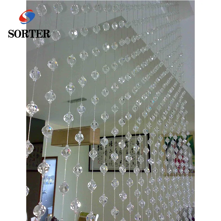 Transparent Crystal beads Glass curtain Window Door Kitchen bathroom bedroom hanging curtain