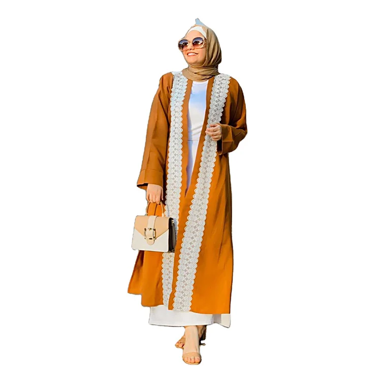 GH- WJY846 Muslim Women Clothes New Arrival Long Coat Solid Turkish Open Abaya 2021