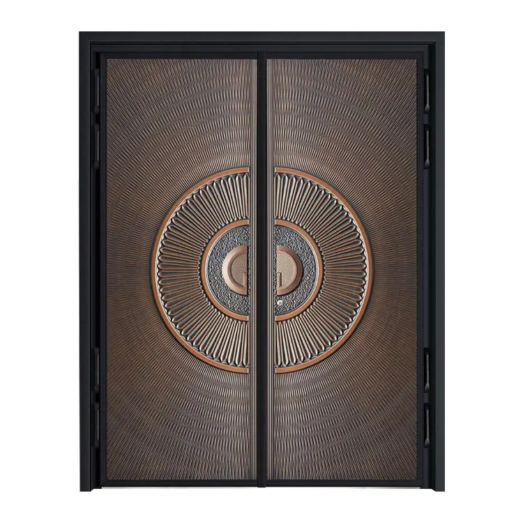 Luxurious Retro Villa Exterior Metal Cast Aluminum Double gate Armored Bulletproof Security Doors for houses Customized