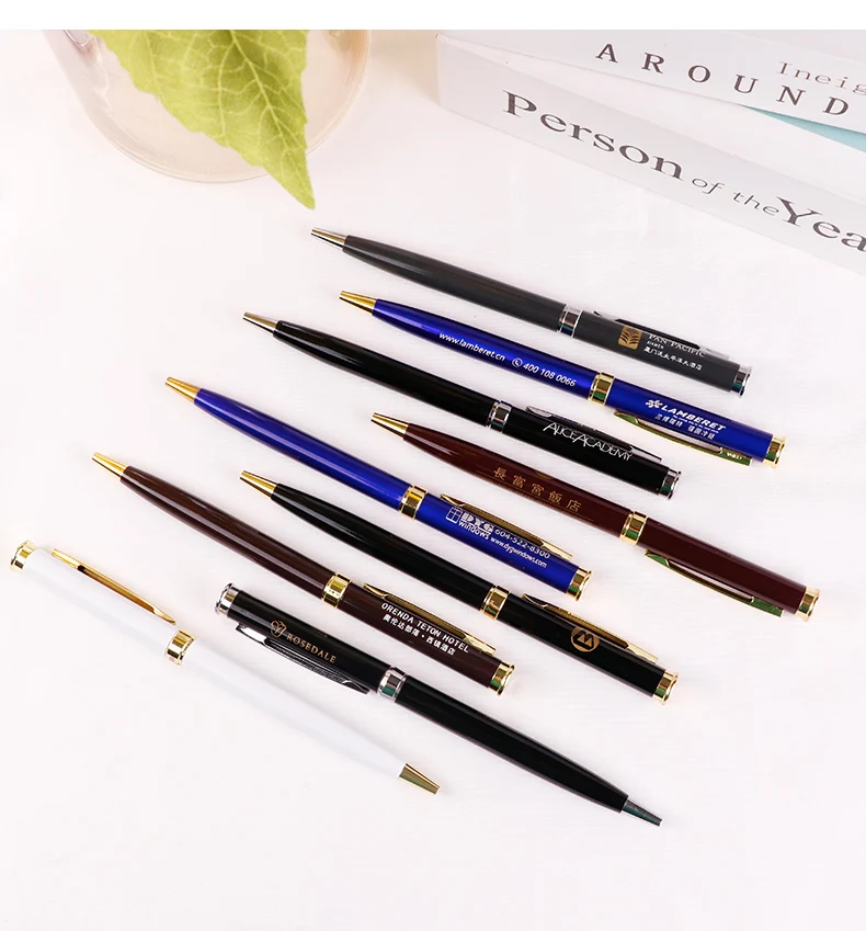 Wholesale ballpoint pens Customized logo gold sliver Promotional Advertising Gift twist Metal Ball Pen Luxury Ballpoint Pen