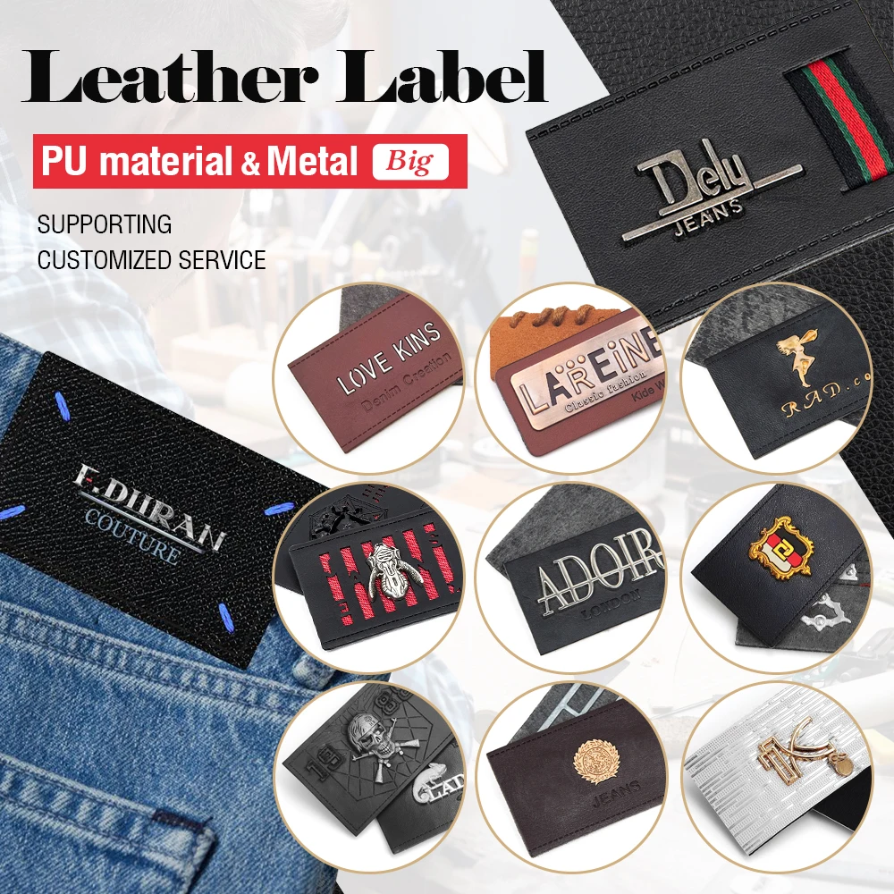Factory price brand jeans clothing clothes pu label patch embossed leather tags logo Custom leather label for jeans