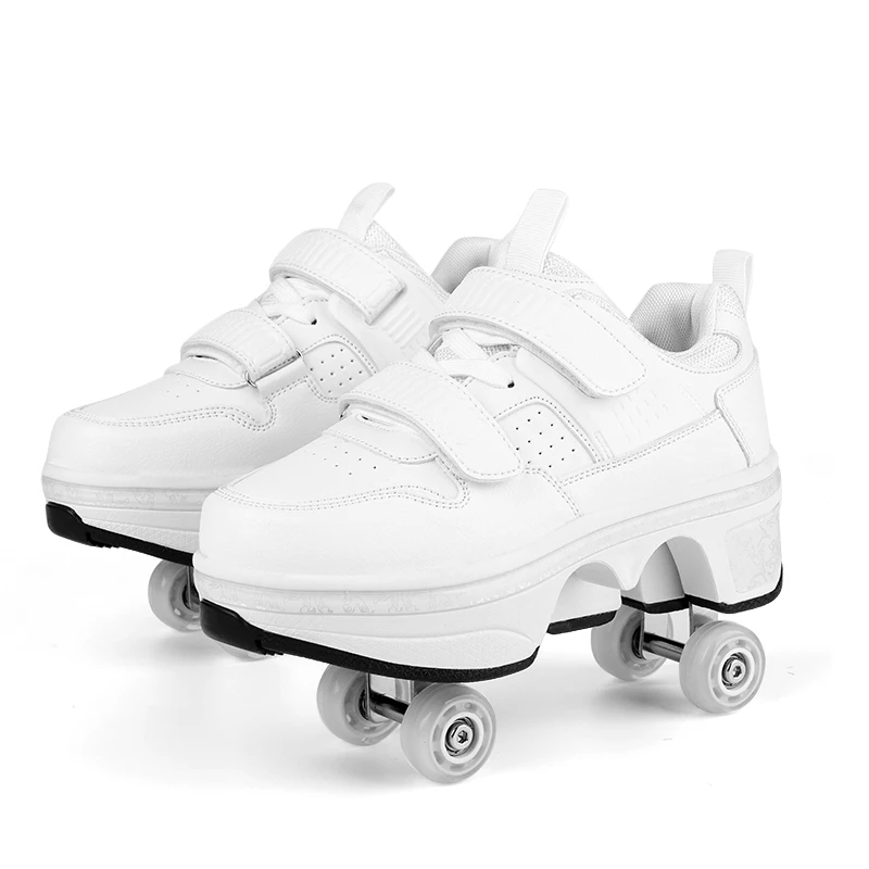 Adjustable Kick Out Wheel Shoes Kick Roller Skate Shoes With Retractable  Roller shoes Sneakers for boys and girls Adults Unisex