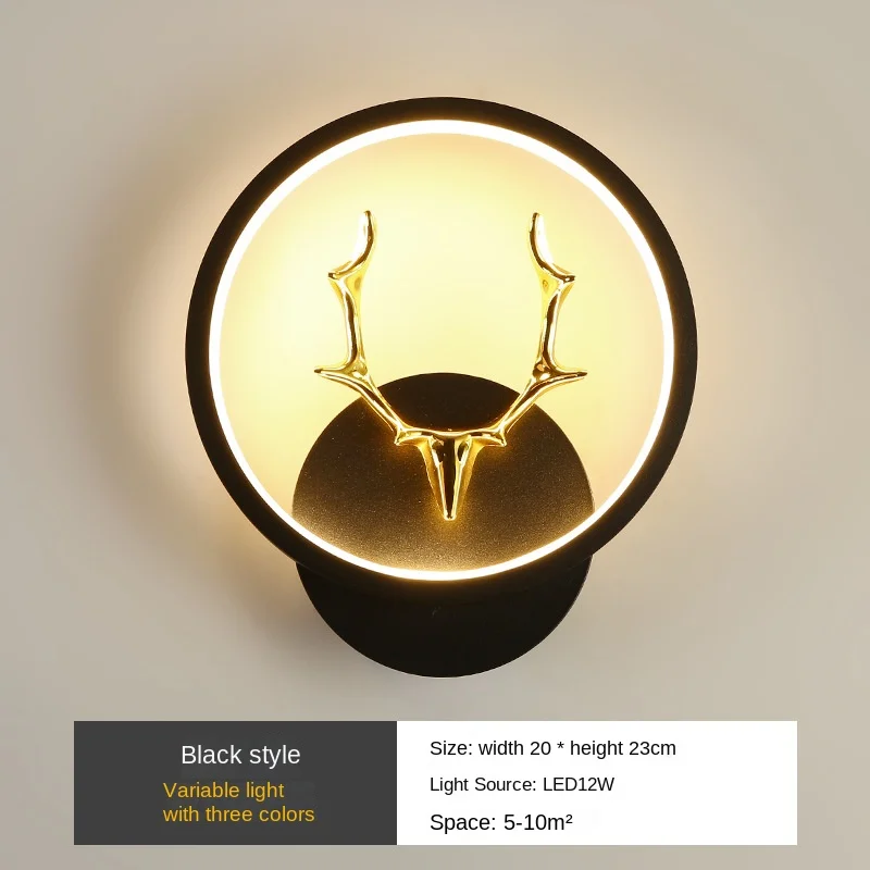 Nordic Wall Light Art Deco Fixtures Indoor Sconce Corridor Living Room Bedroom beside deer head round square LED Wall Lamps