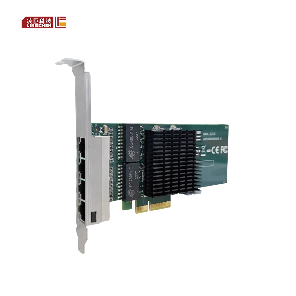 High quality lingchen Supports PCIe x2 bus 10/100/1000Mpbs Speed industrial network card G04L-I210 for motion control