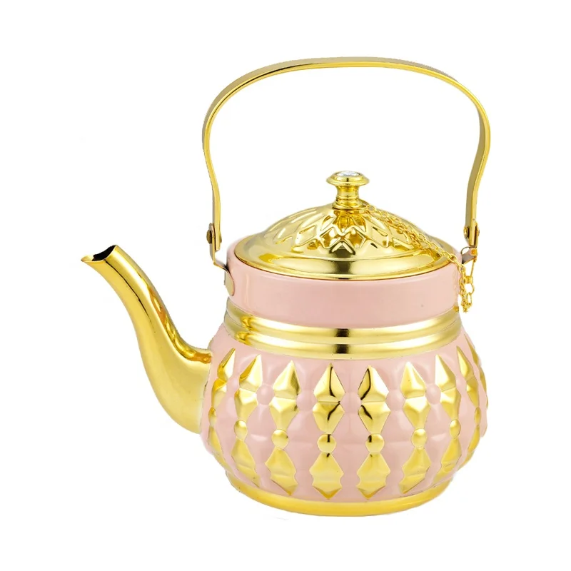 2021 New product Decorative Saudi Arabia Stainless Steel Tea Pot  Kettle Turkish Teapot 0.9/1.3/1.6/1.8L