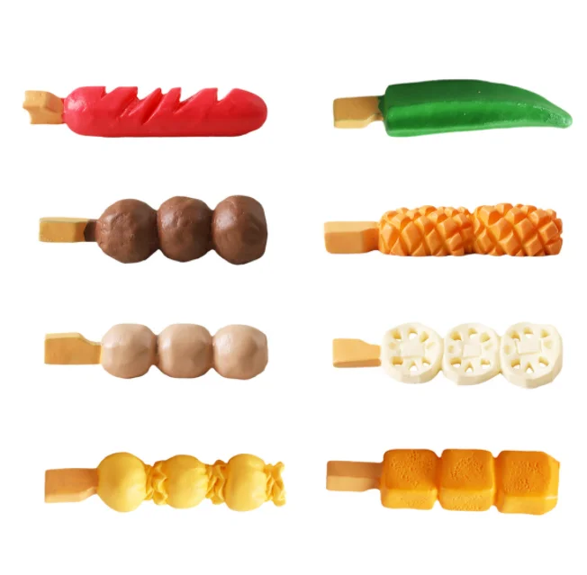 3D resin cup Squid roll okra Shrimp paste Lotus root ham meatball promotion gifts kindergarten toys mixed dollhouse accessories