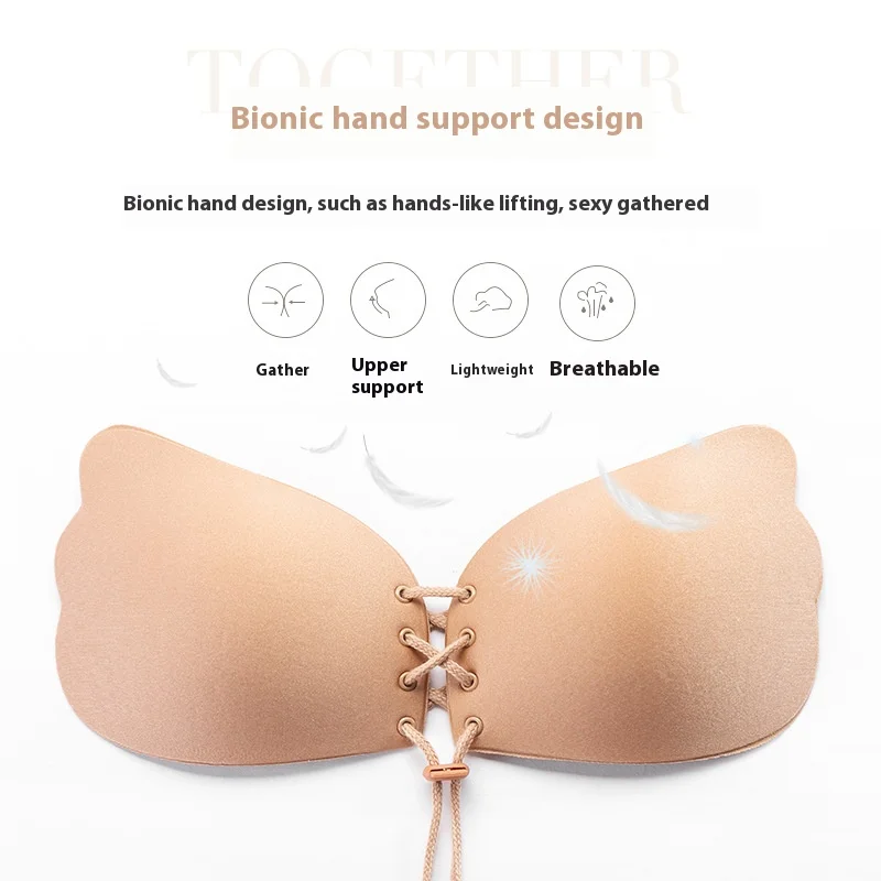 Factory Direct Lala Goddess Invisible Intimates Bikini Panties with Silicone Nipple Pasties Gathered Bra