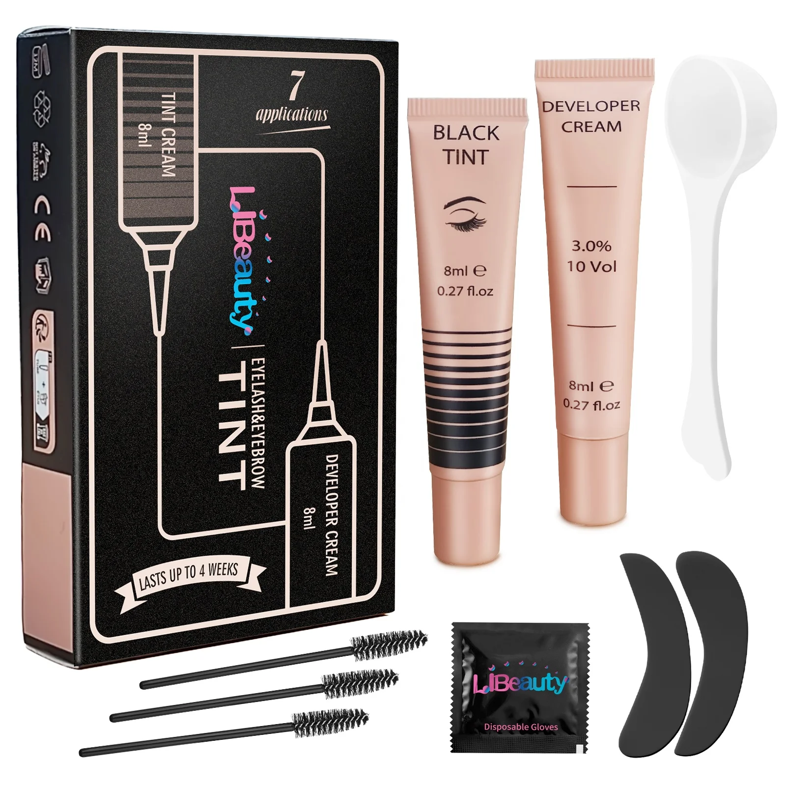 Professional Eyebrow and Lash Tinting Kit Black Brow and Lash Dye Cream Eyelash Color Stain Black Eyebrow Tint