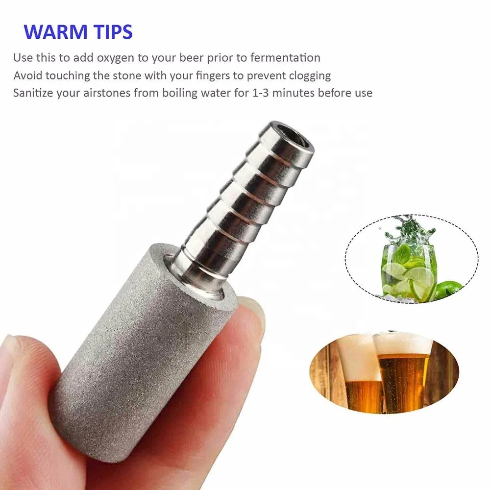 Stainless Steel 2 Micron Diffusion Stone with 1/4' Barb Home brewing for Beer Water