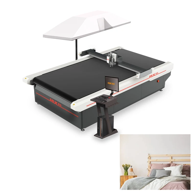 RUK digital PU leather cutting plotter flatbed clothing fabric blanket cutting machine