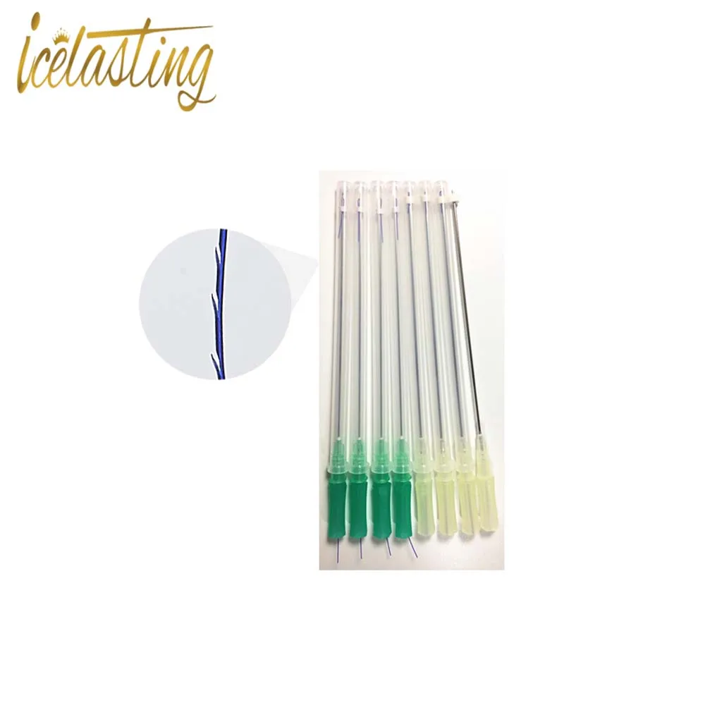 Icelasting premium Rosal blanco 6D New barbed cog lifting thread with L cannula 21G 60mm PDO thread lift for fox eye lift