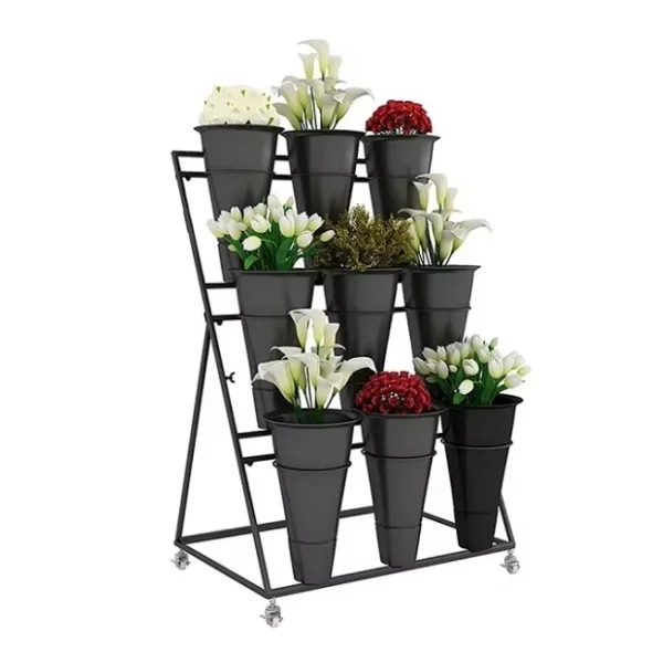 greenhouses flower pots planters stackable rack with movable casters and bottom saucer vertical garden vase display Stand