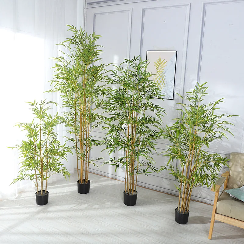 Simulated Bamboo Fake Faux Bonsai Decoration Green Plants Landscape Decoration Bamboo Potted Plastic Artificial Partition Bamboo