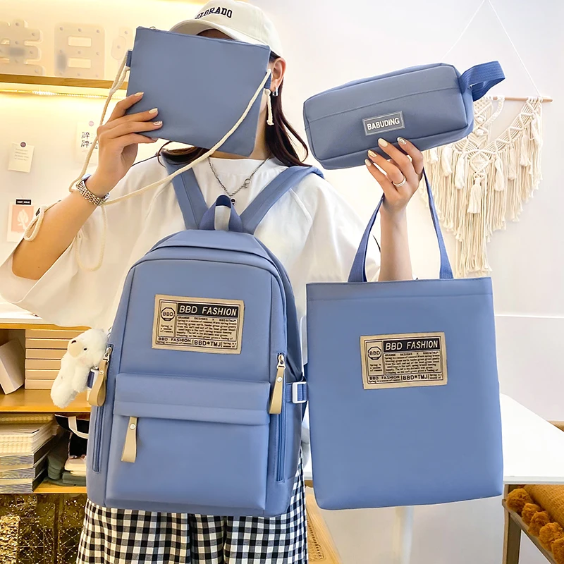 Korean Girls Senior High School 4pcs/set Schoolbag Junior High School Backpack Four Pcs Per Set Campus Primary Schoolbag - Buy P