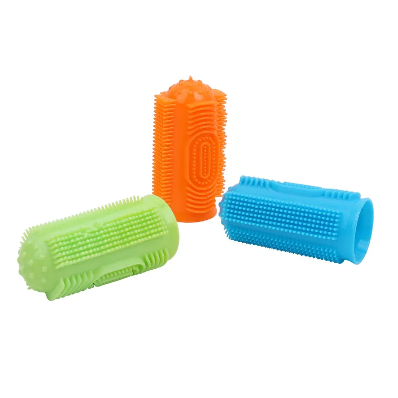 2024 Wholesale Eco-Friendly TPR Material Easy Teeth Cleaning Silicone Pet Toothbrush for Dogs and Cats Soft Bristles