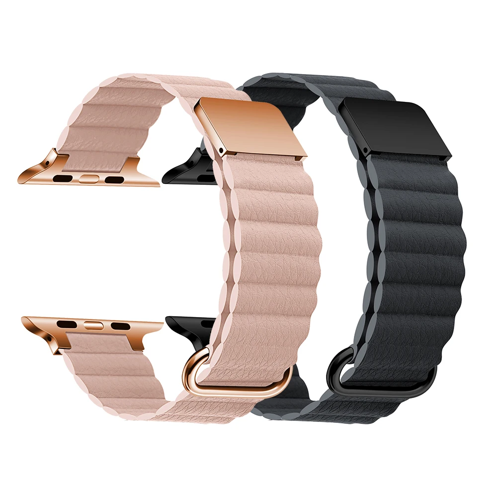 Luxury Leather Magnetic Loop Watch Bands 41/45mm for Apple iWatch 8/7/6/5/4 44/49mm Watch Strap Smart