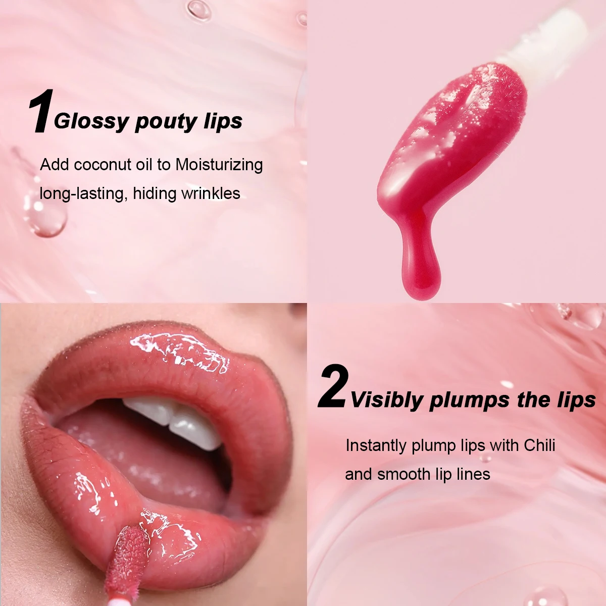 OEM Custom Glossy Lip Plumper Tubes with Cute Marble Swirled Texture Glitter Lip Gloss Private Label Low MOQ Gel Form