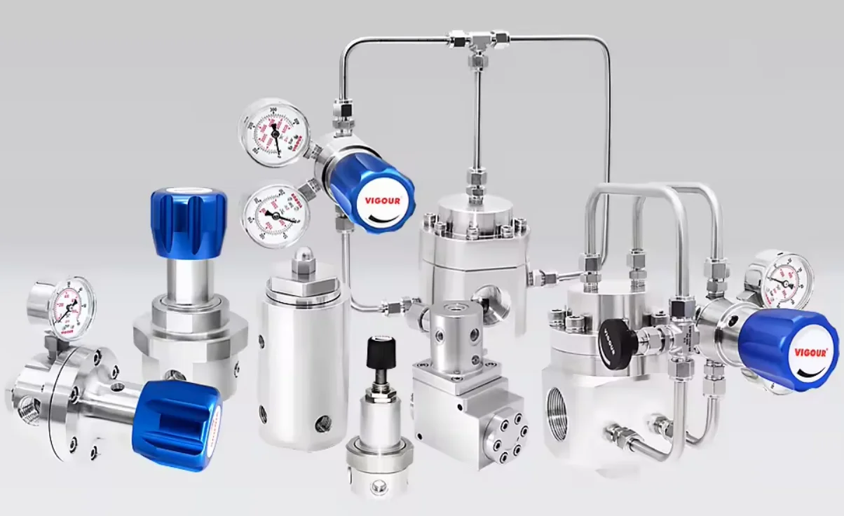 UHP Manual Single Stage Gas Flow Pressure Regulator CV 0.06 High Temperature Diaphragm Reducing Valve