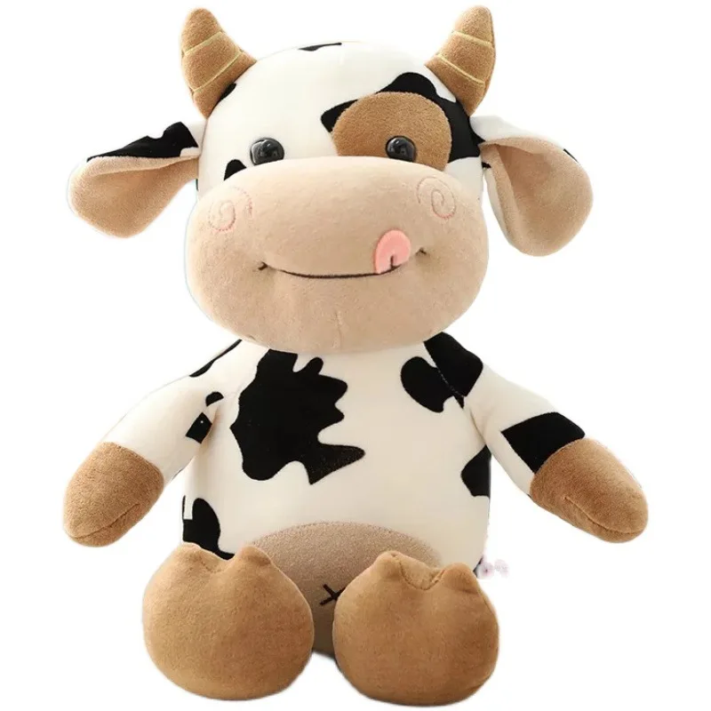 Black and white plush cow toys action figure Hobbie calf stuffed animal cow mascot doll throw pillow birthday present