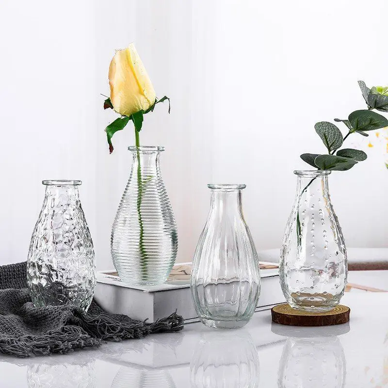 Custom Glass Flower Vases for Home Decor, Elegant Clear Glass Flower Containers, Decorative Glass Vases for Floral Arrangements