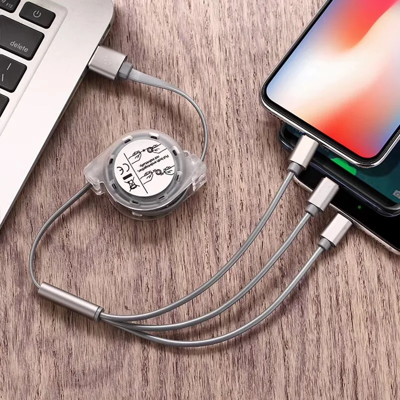 30% Off OEM подарок логотип 3 в 1 Выдвижной Micro USB Type C кабель 8 Pin зарядный кабель для мобильного телефона