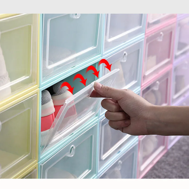 Cheap Price Durable Storage Clear Stackable Foldable Shoe Box Plastic Home Usage Storage Case