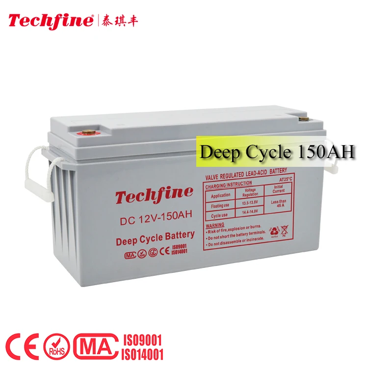 Top quality rechargeable batteries 150AH long life Deep cycle solaread acid 12volt battery gel 12 v for solar system