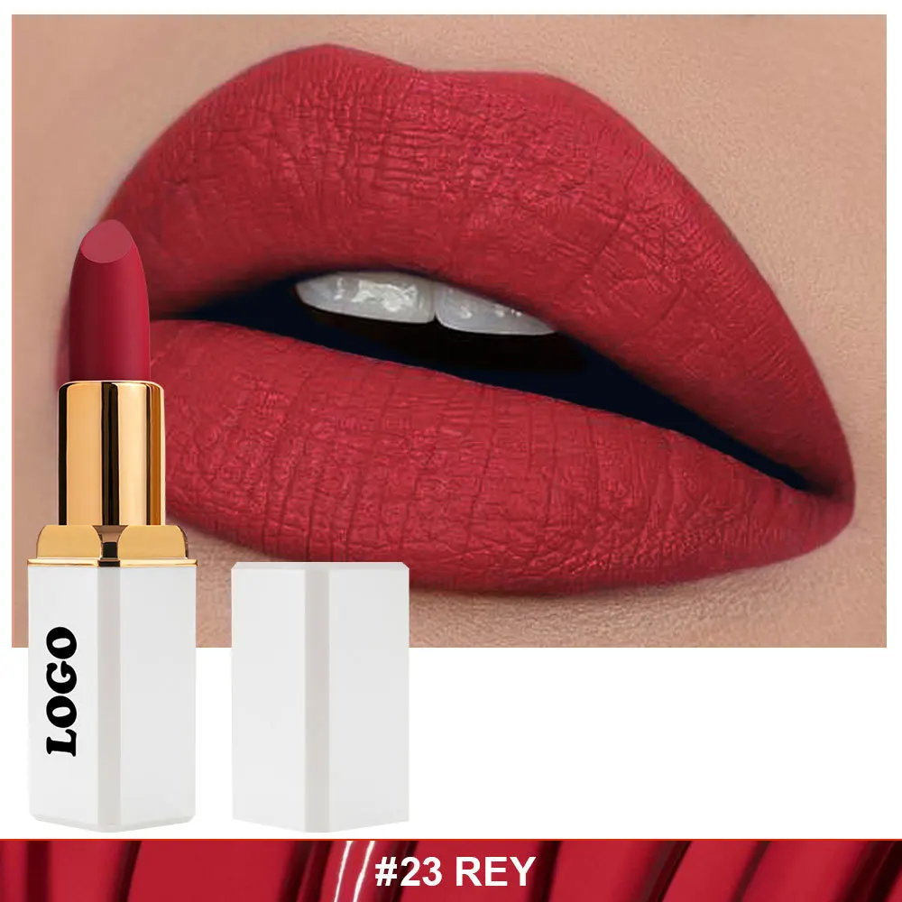 HMU Custom 24 Hours Long Lasting Waterproof Luxury Lip Stick Organic Natural Makeup Private Label Purple Nude Matte Lipstick